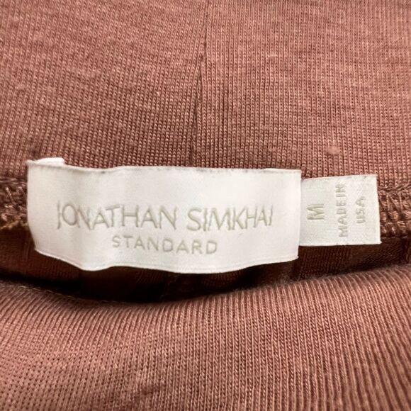 Jonathan Simkhai Standard Celia Ribbed Pleated Wide Leg Stretch Pants in Teak M - Picture 9 of 10